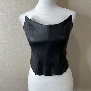 NBD Womens Black Faux Leather Corset Top Size S Goth Whimsy